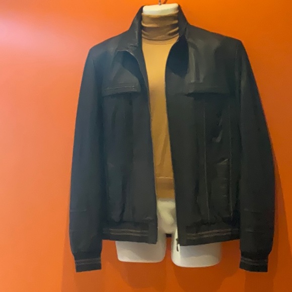 LEATHER WORLD Lamb Leather Black Bomber Jacket sz 3XL - Picture 2 of 14